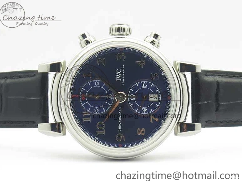 MIROTIME 0116 Breathable Da Vinci IW393402 SS ZF 1:1 Best Edition Blue Dial On Black Leather Strap A 7211